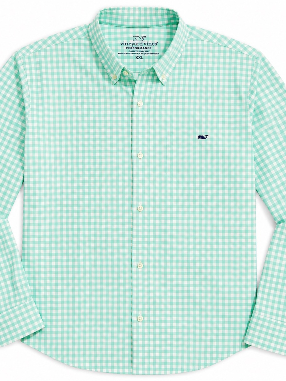 Vineyard Vines Men's Mint & White Gingham Dress Shirt